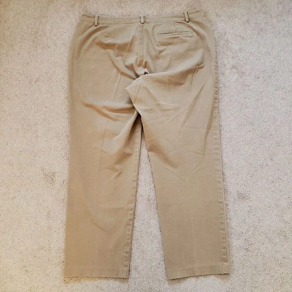 Lauren Ralph Lauren Catlin Chino Pants Tan Straight Stretch Tapered Size 14W